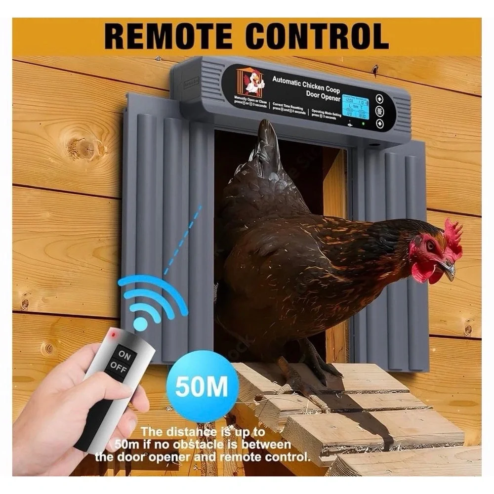 DC & Battery Powered Automatic Chicken Coop Door Opener Light Sensor Timer